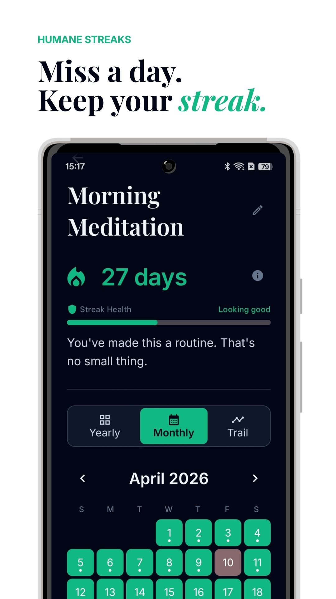Humane Streaks - View habit screen