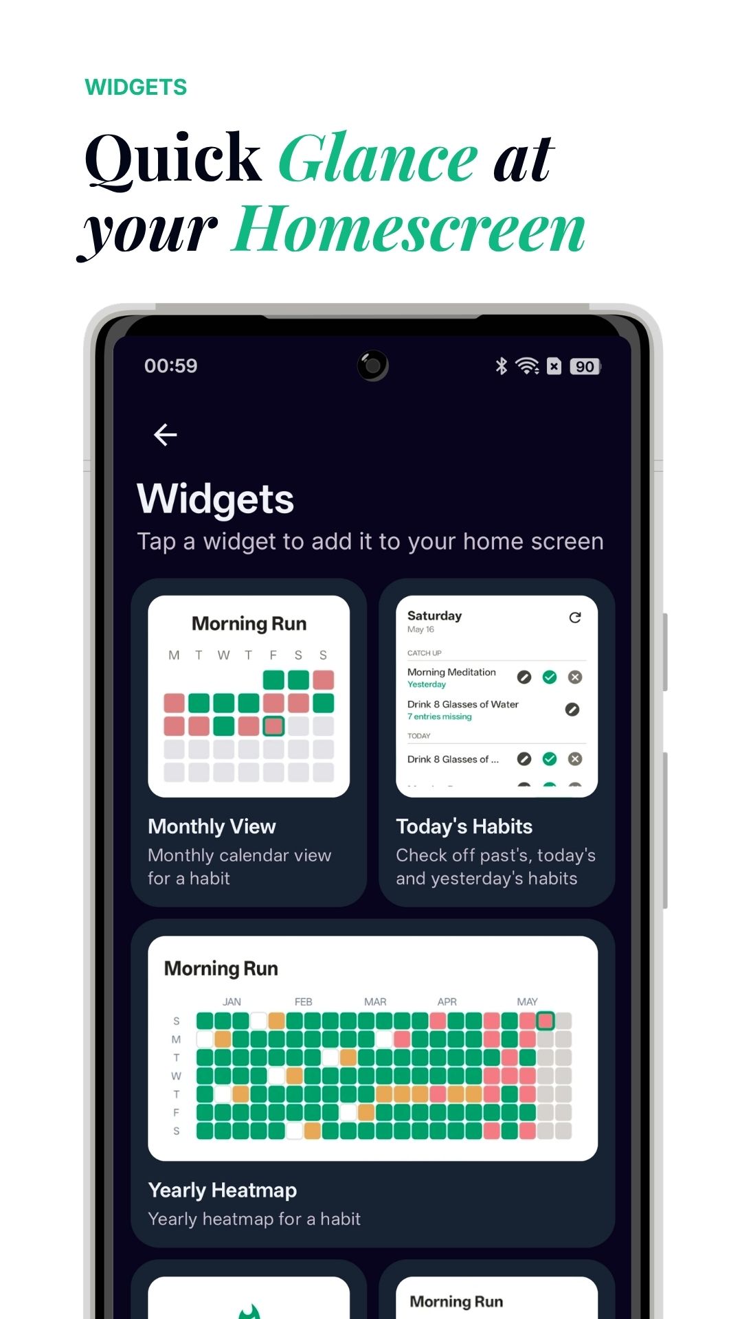 Widgets explorer screen